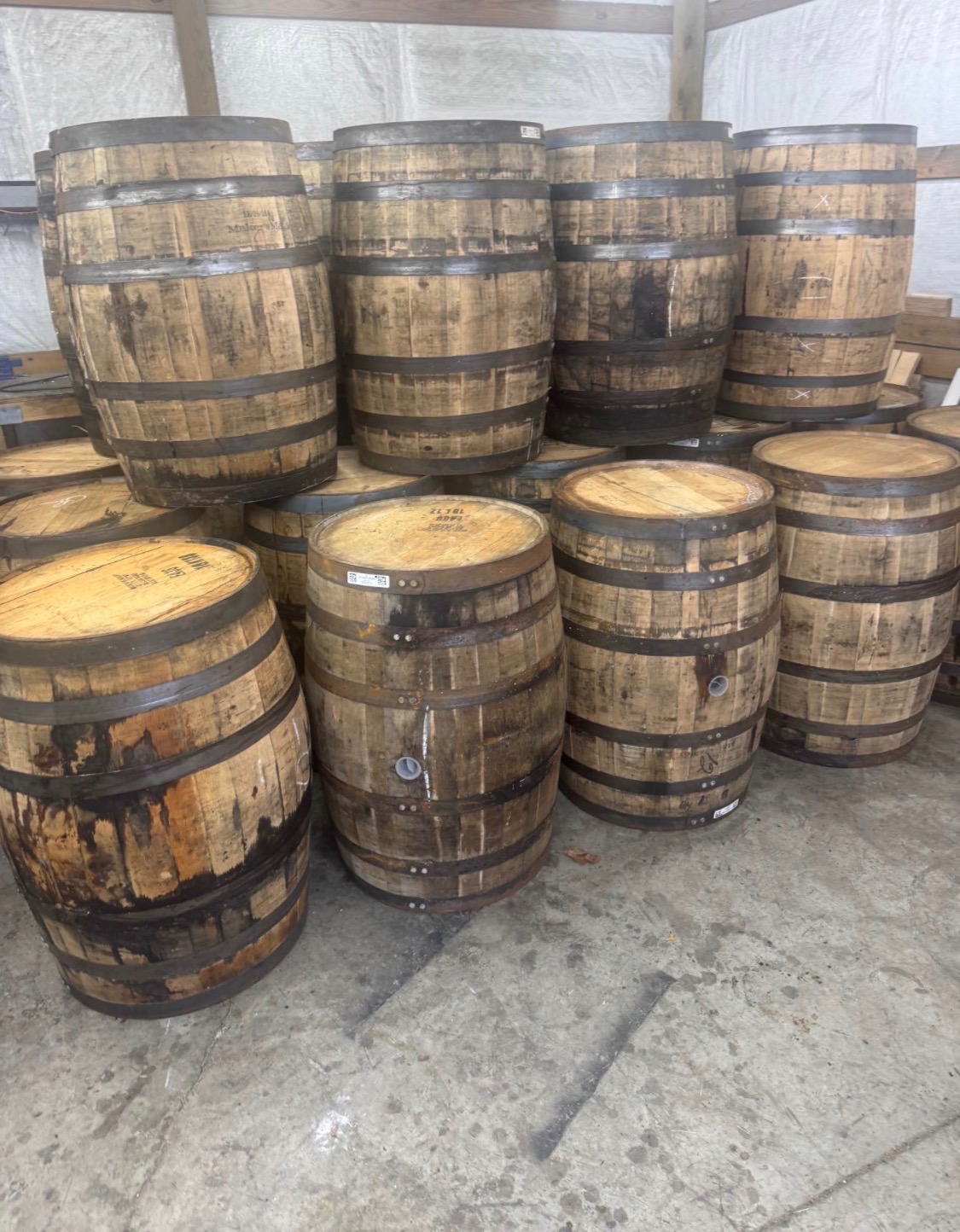 Hatcher Mountain distillery barrels